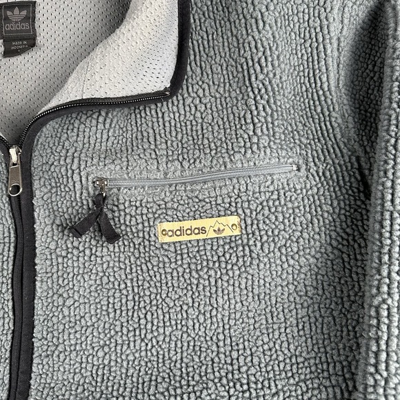 Adidas Deep Pile Fleece Zip Up Size Large Thick Heavyweight - Picture 3 of 9